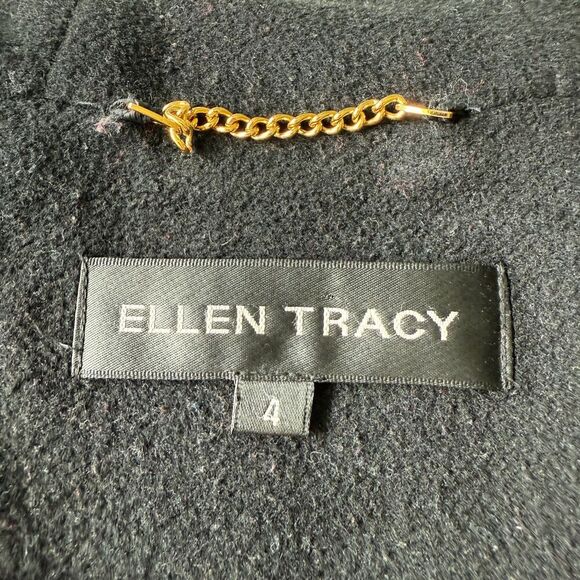 Ellen Tracy Wool Blend Blue Fox Fur Lined Hooded Button Up Overcoat Evening 4 - Picture 3 of 6